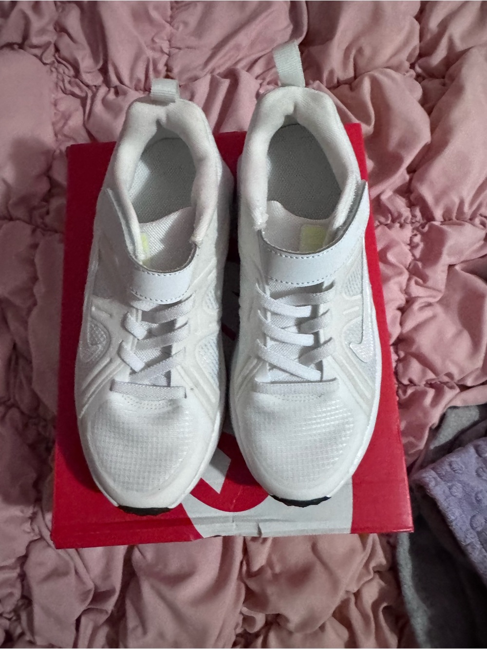 Nike Kids White Hook-and-Loop Athletic Sneakers